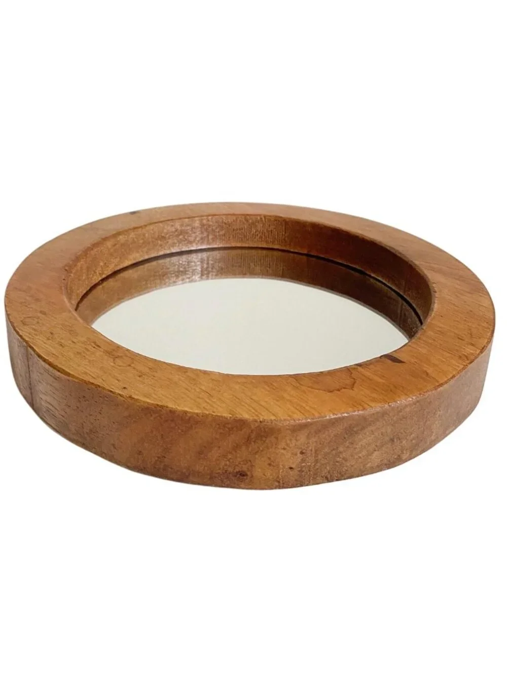 Round Oak Wall Mirror: Minimalist Solid Wood Frame 8